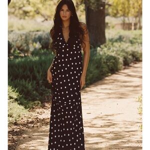 Skatie Black and White Polka Dot Maxi Dress